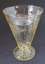 Anchor Hocking Topaz Yellow Footed Tumbler Princess 10 oz 1930's Vintage picture