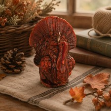 1960s Vintage Turkey Figural Candle Thanksgiving Decor Retro Fall Kitsch picture