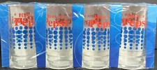 Vtg Set 4 Pepsi Cola HAVE A PEPSI Tumblers Blue Dot Glasses Indiana Glass New picture