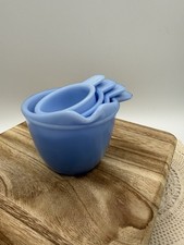 Vintage Jeanette Delphite Blue Nested 4 piece Measuring Cup Set picture