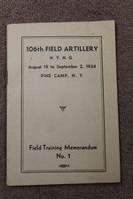 Original Pre WW2 1934 d. U.S. N.Y.N.G. 106th Field Artillery Training Booklet picture