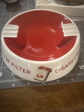 Vintage L&M Filter Cigarettes Advertising Ashtray 6.5” Made in Japan Red White picture