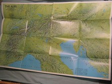 A TRAVELER'S MAP OF THE ALPS National Geographic April 1985 picture