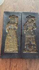 Antique Dutch wax Speculaas Cookie Mold set of two. Baroque figures picture