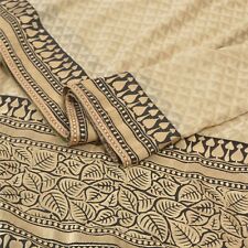 Sanskriti Vintage Cream Indian Sarees Art Silk Embroidered Cultural Sari Fabric picture