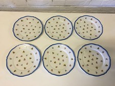 Antique Le Grand Depot Emile Bourgeois French Porcelain Set 6 Plates w/ Flowers picture