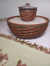 Longaberger 2008 Harvest Buffet Basket Bowl plus 2008 Harvest Buddy Bowl Set picture