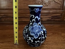 Vintage 8.25 Inches Tall Chinese Blue Flowers Porcelain Vase  picture