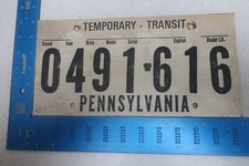 Pennsylvania License Plate Tag PA Temporary Cardboard 0491-616 picture