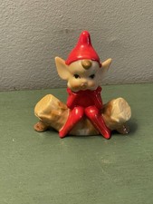 Vintage Pixie JAPAN Elf Log Tree Stump Ceramic Figural Kitsch MCM Christmas picture