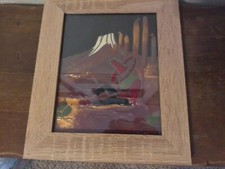 Vintage Collectible Mexican Folk Art Copper Picture Sleeping Mexican Framed picture