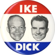 Classic 1952 Eisenhower Nixon IKE DICK Large Jugate Campaign Button picture