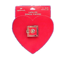 Hallmark PIN Valentines Vintage SAFE Open HEART Enamel METAL 1990s Brooch NEW picture