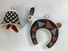 Vtg Native American Acoma Pueblo Minature bell, pepper,deer Signed G Cerno (L12) picture