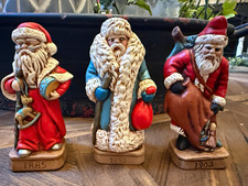 Hand Painted Resin Santa Claus Christmas Figurines Set of 3 1885 1893 1902 picture