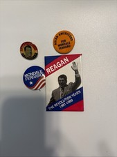 1984 Reagan Mondale Ferraro Political Memorabilia Lot 4 Pins Buttons Asian Amer. picture