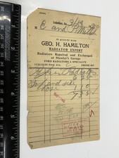 Columbus, GA Geo. H. Hamilton Radiator Expert Vintage Receipt 1920 picture