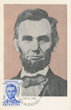 Abraham Lincoln 1960 Argentina First Day Issue Postcard HIPOCAMPO picture