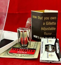 Vtg 1967 GILLETTE Slim Adjustable Razor Complete Kit, Kin 2 Fat Boy OUTSTANDING picture