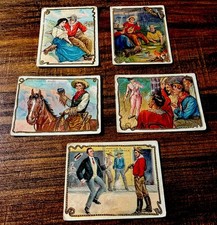 1909 T53 Hassan Tobacco Cards, COWBOY Series(5);Tenderfoot Dance,Courtship+++ Vg picture