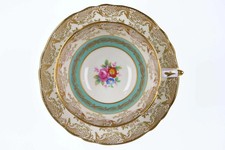 Vintage Paragon Roses bouquet green with gold scrolls Teacup and saucer picture