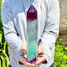 2.04LB Natural Fluorite Crystal Column Magic Wand Obelisk Point Earth Healing picture