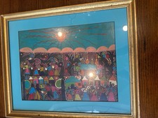 Vintage Mexican Amate Folk Art Painting picture
