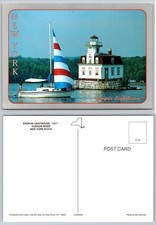 Esopus Lighthouse 1871 Hudson River NY Postcard Sailboat Pendor Photo picture