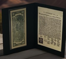 🔥 ESTATE FIND $2 Bill Declaration Display w/ Stamp | Patriotic Lot picture