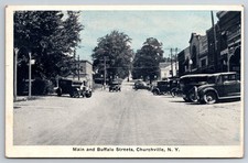Churchville New York Main Buffalo Street Old Cars Riga Postcard picture