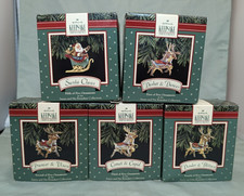 Vintage 1992 Hallmark Santa & His Reindeer 5-Piece Ornament Set w/ Boxes picture
