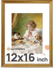 Vintage 12X16 Frame, Antique Gold Frame Displays 8.5 by 11 with Mat or 12 X 16 w picture