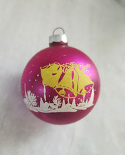Vintage Franke Shiny Brite Silent Night Village Bells Stencil Christmas Ornament picture