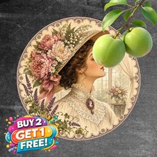 Charming Victorian Lady Portrait Round Tin Sign Vintage Retro Wall Decor Plaque picture