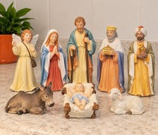 Vtg Homco 10 Piece Bisque Porcelain Nativity Set #5260 Christmas Grannycore 80's picture