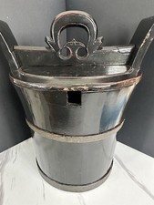 Antique 1900s Vintage Chinese Rice Bucket With Locking Lid And Handle picture