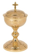 Etched Design Ciborium With Lid- Holds 250 hosts Christian Accessory Collectible picture