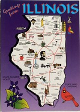 Greetings from Illinois State Map 4x6 Continental Postcard picture