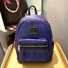 Disney Parks Loungefly X Purple Haunted Mansion Wallpaper Mini Backpack  “Grail” picture