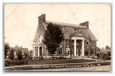 RPPC Carnegie Library and Teachers School Antigo Wisconsin WI 1908 Postcard Y15 picture
