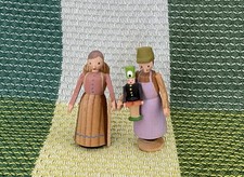 Vintage German Wooden Women ERZGEBIRGE Figurines Beautiful Condition  picture