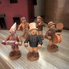 VTG Erzgebirge Richard Glasser Wooden Miniature Band Musicians Germany Lot of 5 picture