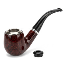 Durable Dark Red Resin Wooden Smoking Pipe Gift for Tobacco & Cigar Smokers picture