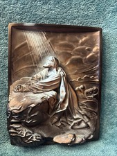 Vtg Jesus Praying High Relief Chalkware Art Victor Plaque Creative Arts Like #MM picture