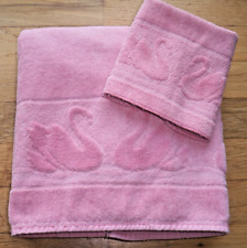 Swans Pink Bath Towel and Washcloth Cannon Royal Family picture