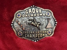 Bronc Riding X~Treme Rodeo Champion Trophy Buckle☆Grove Oklahoma☆1979☆Rare☆200 picture