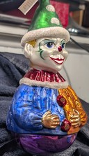 Vintage 1996 Christopher Radko Polish Glass Clown Christmas Ornament with Tag picture
