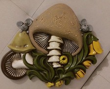 Vintage Mushroom And Mouse Wall Hanging Plaque. 1970s PERFECT CONDITION picture