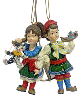 Vintage Dillard's Trimmings Children Traditionally Dressed Christmas Ornaments picture