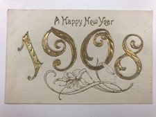 vintage 1907 a happy new year divided back post card picture
